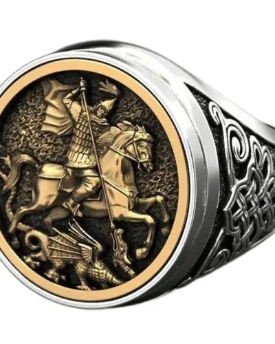 Bague Chevalier Saint George Vs le Dragon